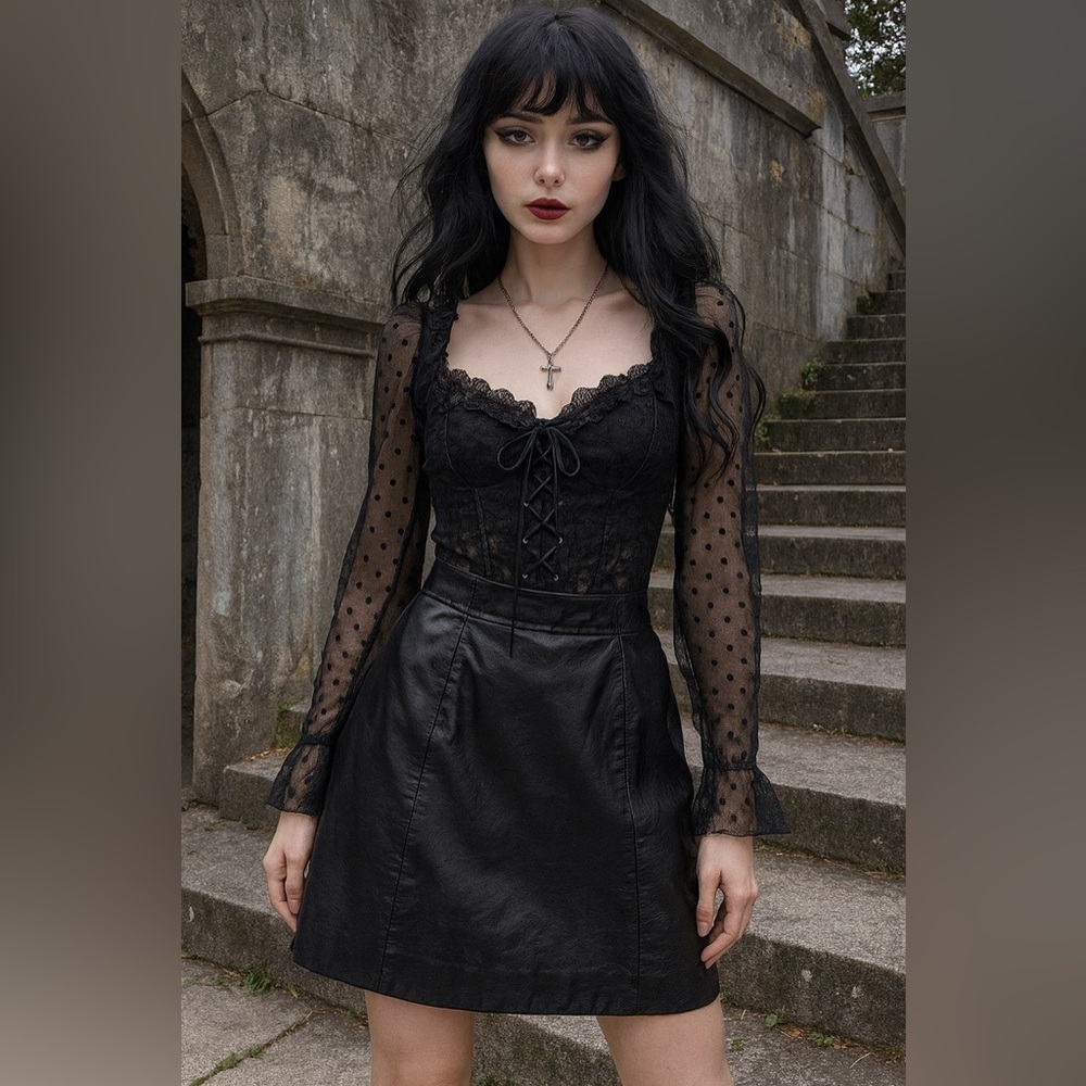 Vintage Byrnes & Bakers 100% Leather Black Mini Skirt